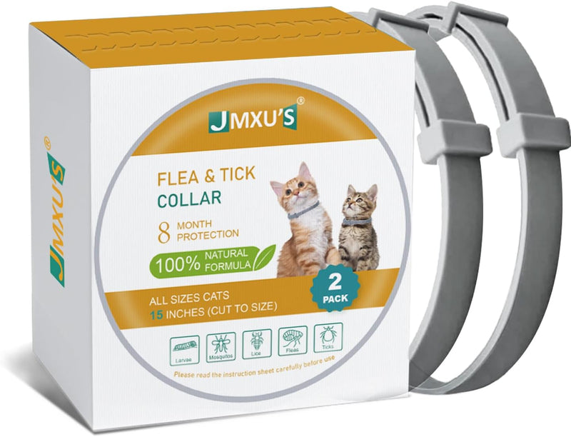 Flea and Tick Collar for Cats &Kitten, Natural Essential Oil Flea and Tick Prevention for Cats, 15 Inch, 8 Month Protect