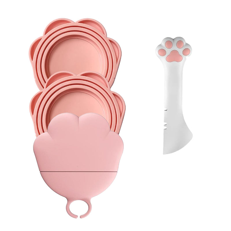 Ydeer Pet Food Can Lids And Spoon,3 Pack Pet Food Can Covers, One Fit 3 Standard Size Cans,For Dog And Cat Food Cans,Pink