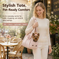 Dog Purse Carrier for Small Dogs, Soft Dog Tote Bag Carrier with 4 Large Pockets, No Collapse, Lightweight, Smart Zipper Lock, Comfortable Puppy Cats Rabbit Carrier for Travel, Outdoor(Pink)