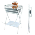 FHTONGE Elevated Dog Bathtub Grooming Station with Drain Adjustable Collar, 2 in 1 Collapsible Dogs Beautify Bathtub Portable Pet Washing Station, Pet Tub for Small Medium Dog Cat Shower Hairdressing