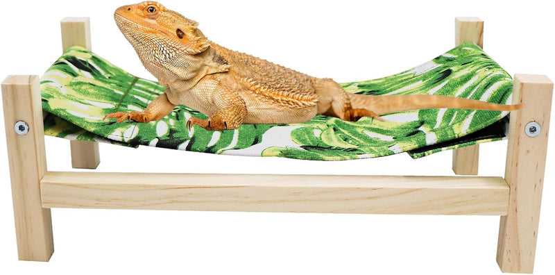 Bearded Dragon Bed, Wooden Reptile Sleeping Hammock, Bearded Dragon Tank Accessories, Habitat Accessories for Leopard Ge