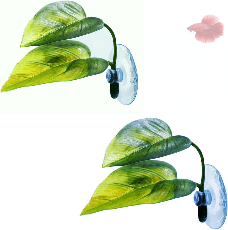 2PCS Aqua Betta Fish Leaf Soft Bed Simulating The Natural Habitat for Betta Spawning Grounds Breeding Resting Bed Betta 