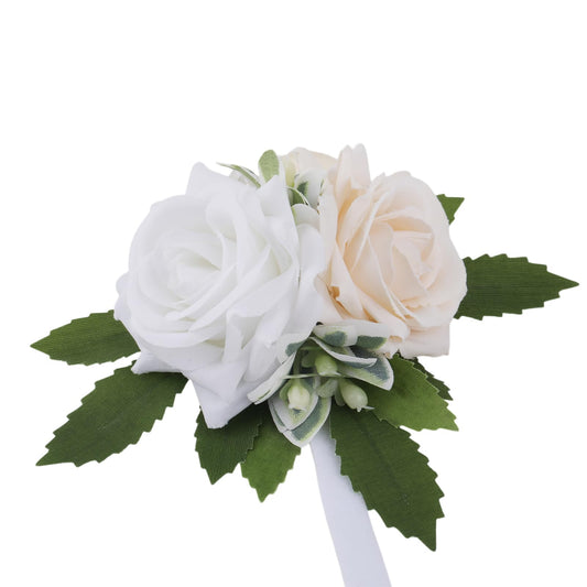 PAWLARISPETS Pet Collar Flower Dog Wedding Flower Bow Tie Removable Floral Accessory for Dog Collar Elegant Rose Charm for Wedding Ceremony Puppies Grooming Pet Photo Prop (White)