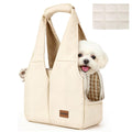 Dog Purse Carrier for Small Dogs and Cats, Soft-Sided Pet Tote Bag with 6 Large Pockets, Collapsible Travel Puppy Carrier with Small Cushion, Fits Pets up to 6 lbs (Beige, 13.6" L x 6.6" W x 10" H)