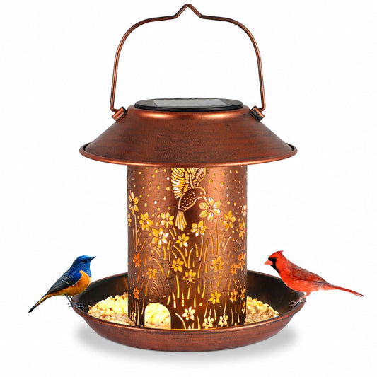 Bird Feeders for Outdoors Hummingbird Solar Lanterns Outdoor Waterproof Hanging Garden Decor Birthdays for Women Mom Metal Solar Decoration Outside for Yard, Patio,
