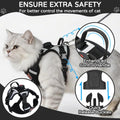Cat Harness and Leash Set with Holder Compatible with AirTag, Upgraded Escape Proof Adjustable Vest Lead for Large Cat Small Dog Walking, Soft Breathable Mesh Jacket with Reflective Strips, Black, L