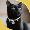 Pearl Cat Collar with Bell Rhinestones Teardrop Pet Necklace for Small Dog Colorful Pearls Elastic Charm Collar for Cats Puppy Wedding Party Dress Accessories