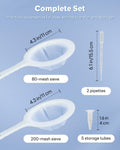 Pawfly Brine Shrimp Net Kit- 80 & 200 Mesh Sieve for Hatchery, Fine Artemia with 2 Pipettes and 5 Storage Tubes, Dense M