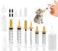 Pet Nursing Kit, Kitten Bottle & Syringes Feeding Set with Silicone Nipples