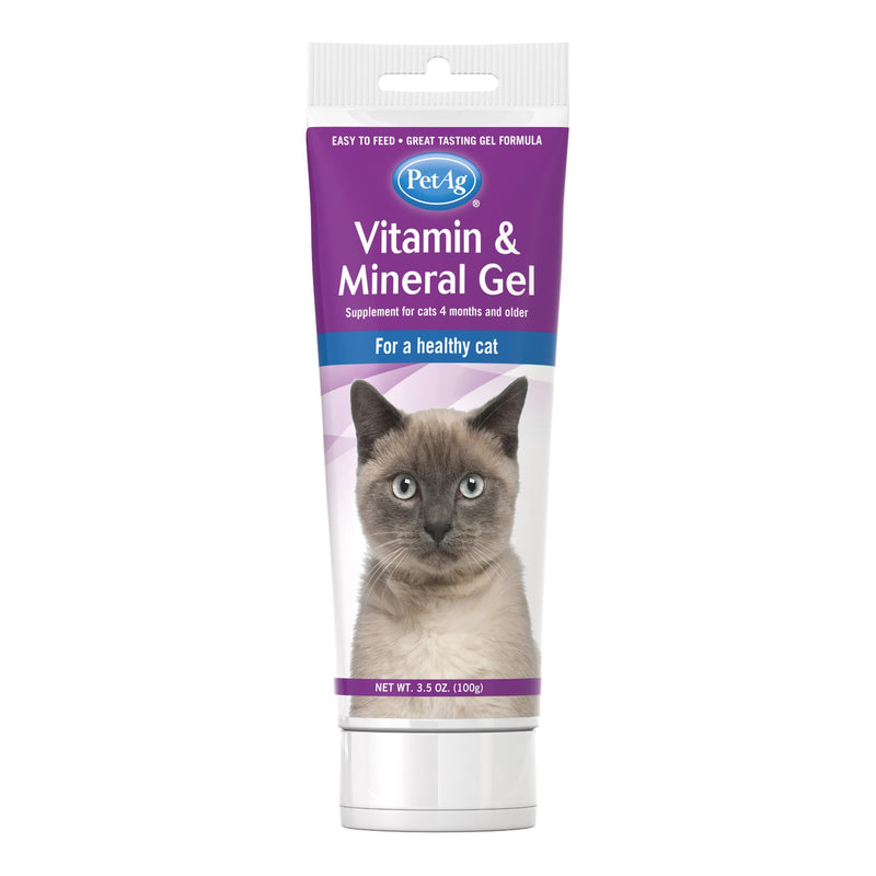 PetAg Vitamin & Mineral Gel Supplement for Cats - 3.5 oz - Provides Basic Daily Vitamins & Minerals for Cats 4 Months and Older - Easy to Digest
