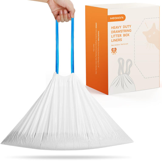 MeoWant Cat Litter Box Liners, Drawstring Receptacles Bags Thickened Waste Bag for MeoWant MW-SC01/SC02/SC09 Automatic Cat Litter Box, 20pcs