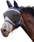 Shires FlyGuard Pro Fine Mesh Fly Mask with UV Protection Navy/Ears and Nose Fringe/Cob