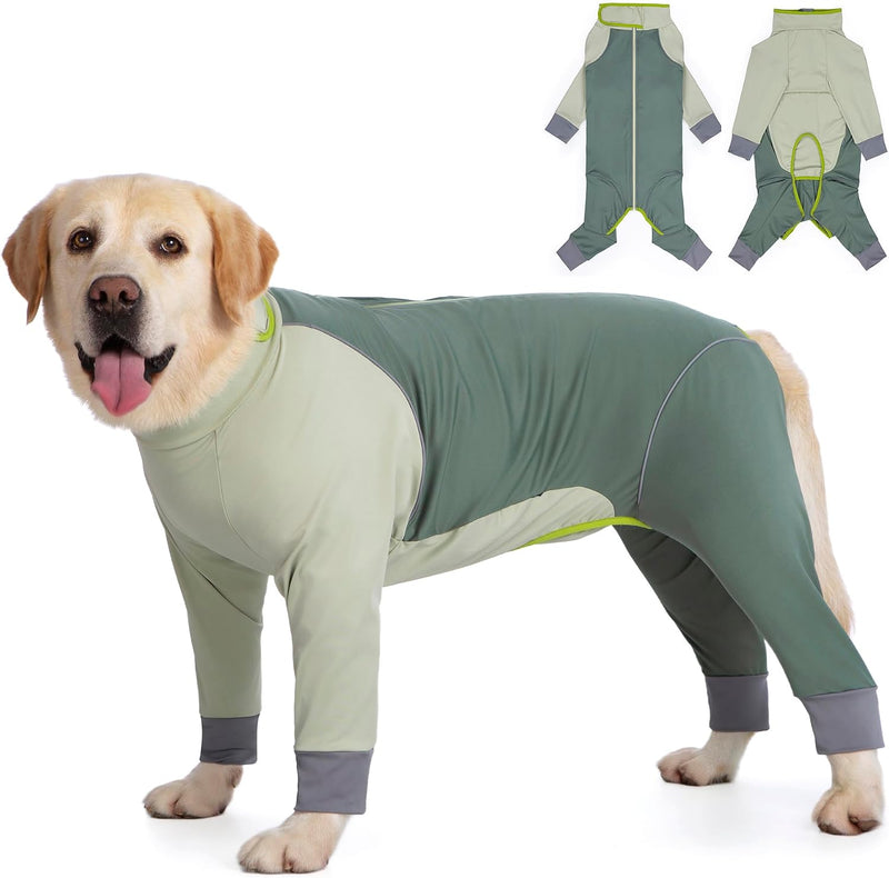 Dog Onesie Coat - Water-Repellent & Stretchable, Dirt-Resistant Outdoor Puppy Suit with Reflective Strips | Controls She