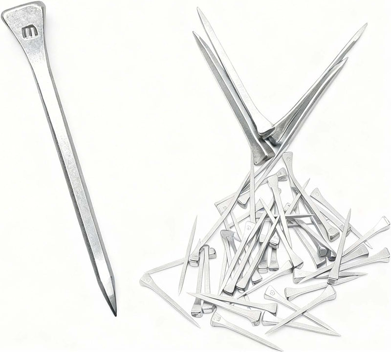 E6 Horseshoe Nails, 60 Pcs - 2.1 Inch Galvanized & Polished Steel Farrier Nails, Sharp Bevel Tip for Precision Driving, 