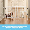 Carlson 24-38" Lil Tuffy Expandable Metal Dog Gate for Doorways, Indoor Pet Gate with Small Pet Door, No-Drill Pressure Mount, White
