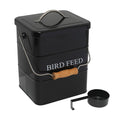 Brabtod Bird Seed Storage Container Airtight,5~6LB Metal Bird Food Container with Scoop,Wild Birds Feed Tin for Storing Sunflower Seed-Ideal for Outdoor or Indoor-Squirrel proof -Black