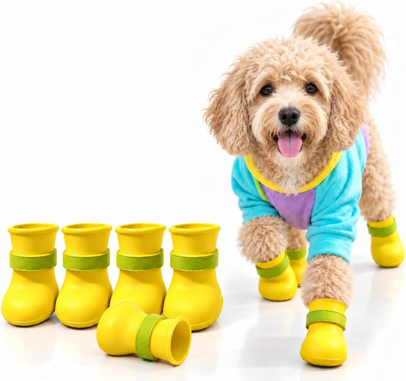 Ultra Soft Waterproof & Dirt-Resistant Yellow Dog Boots by Quality Life Hack (Plus One Free) - Size