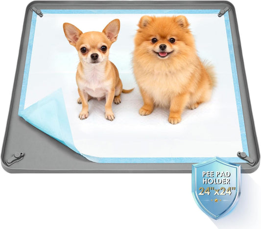 Silicone Puppy Pad Holder Tray with Clips, Fits 24" x 24" Pads