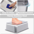 Holintan Stainless Steel Litter Box, 18"x14"x6"(Height) Medium Metal Cat Litter Box Easy Clean, Non Stick Litterbox No Smell for Cats or Kitty, Rabbits
