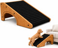 Wooden Dog Ramp for Stairs, Extra Wide 16.9" Pet Ramp with Arch Support Design and Anti-Slip Carpet Surface, Low Angle R