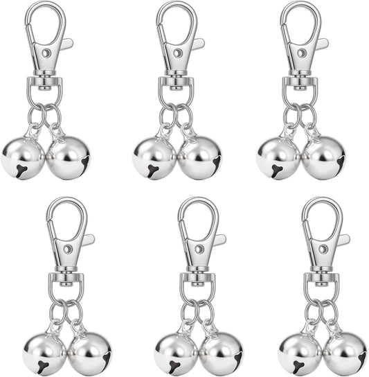Mini Pet Collar Bells Set of 6-Piece, Silver Clip-On Charms for Dog and Cat Training