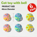 ANJOBIBI Colorful 1.9" Cat Toy Balls with Bell 6PCS, Interactive Hollow Design, Plastic, Training Exercise Toy(3 in 1 Color B)