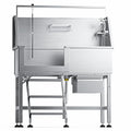46" Dog Washing Station, Leak-Proof 304 Stainless Steel Dog Bathtub with Non-Slip Removable Left Ramp & Storage Drawer, Elevated Pet Wash Station for Large Dogs, Garage & Outdoor Use (Left Stair)