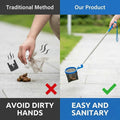 35" Dog Poop Catcher - Long Handle No Bending Poo Pickup, Includes 15 Bags, Collapsible and Portable Dog Waste Catcher f
