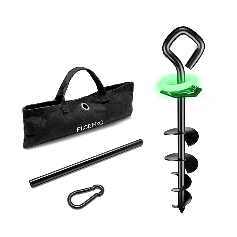 PLSEFRO Dog Tie Out Stake for Outdoor Adventures - Glow in the Dark, Heavy Duty - for Large Dogs Up to 210 lbs, Rust-Proof, Durable - Portable for Camping, Beach, or Yard - Compatible with Any Leash