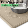 GORILLA GRIP Waterproof Dog Food Mat, Pet Feeding Placemat, 18x12 Beige