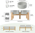 SPUNKYJUNKY Elevated Dog Bowls Ceramic, 6.1'' Dogs and Cat Food Water Bowls Raised with Non-Slip Bamboo Stand for Medium