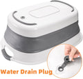 Coloch Collapsible Pet Bathtub with Water Drain Plug, Plastic Dog Bath Tub with Handle Portable Puppy Bathing Tub Space Saving Laundry Basket for Puppy, Small Dog, Cat, BPA Free, Grey
