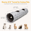 LUCKITTY Geometric Straight Cat Tunnel with Plush Inside,Cats Toys Collapsible Tunnel Tube with Balls, for Rabbits, Kittens, Ferrets,Puppy, Diameter 9.8 Inch