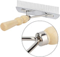 Metal Undercoat Rake, Anti Slip Dog Grooming Rake with Wooden Handle, Portable Dog Rake Brush, Dog Deshedding Rake for C