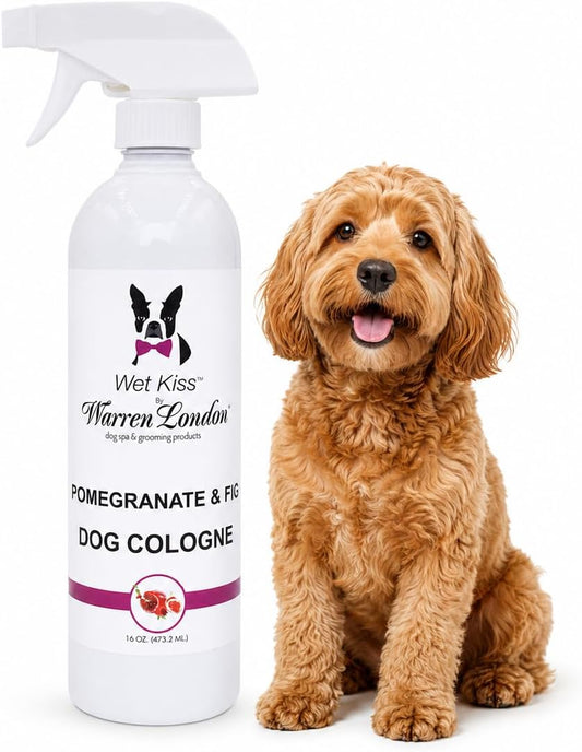 Warren London Wet Kiss Dog Cologne Spray – Pomegranate & Fig | Long-Lasting Odor Eliminator & Coat Freshener for Dogs & Cats | 16 oz