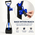 32" Pooper Scooper for Dogs, Foldable Long Handle with Waste Bags