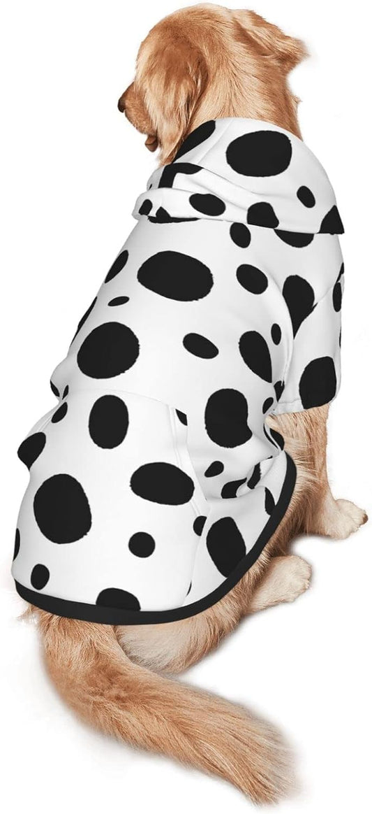 Cute Dalmatian Print Dog Hoodies，Dog Clothes with Pocket and Hat Winter Clothes Sweaters for Medium Large Dogs Girl Boy 