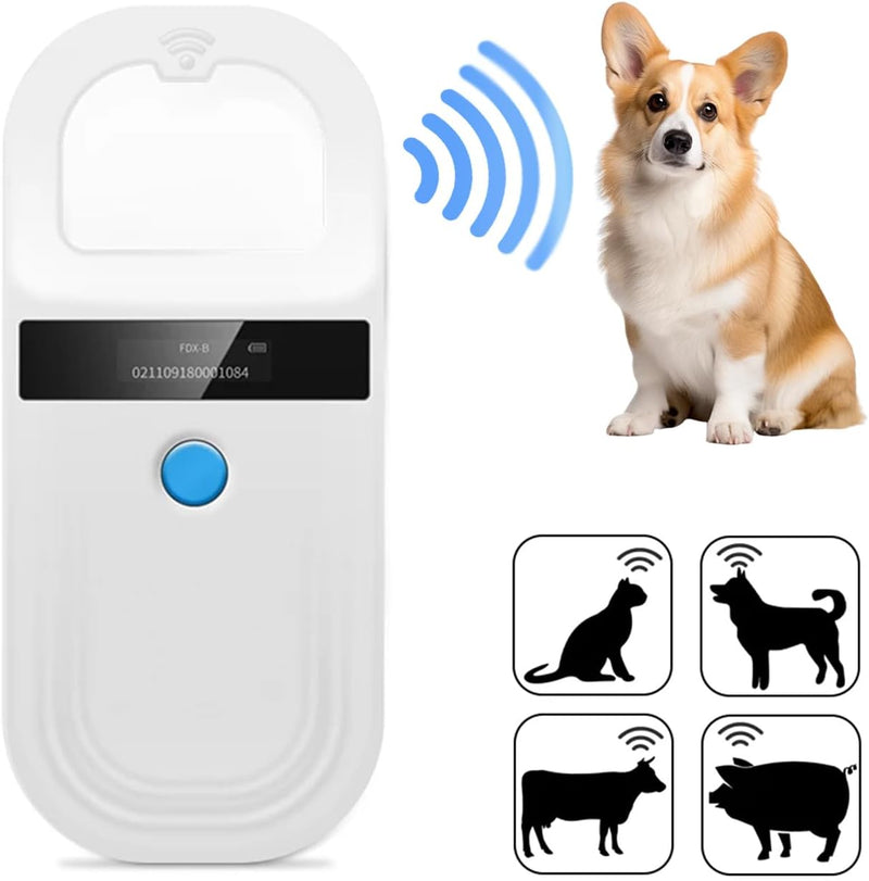 Pet Microchip Scanner ISO11784/85/FDX-B/EMID Animal Handheld Reader,134.2kHz Pet ID Scanner Rechargeable Animal Chip Reg