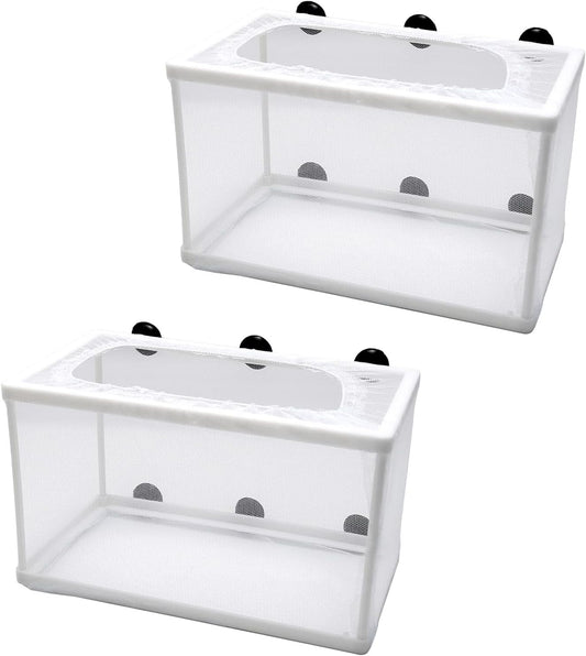 Anxingo 2 Pack Fish Tank Breeder Net,Fish Isolation Breeding Hatching Box, Plastic Frame Hatching Box Separation Net Bre