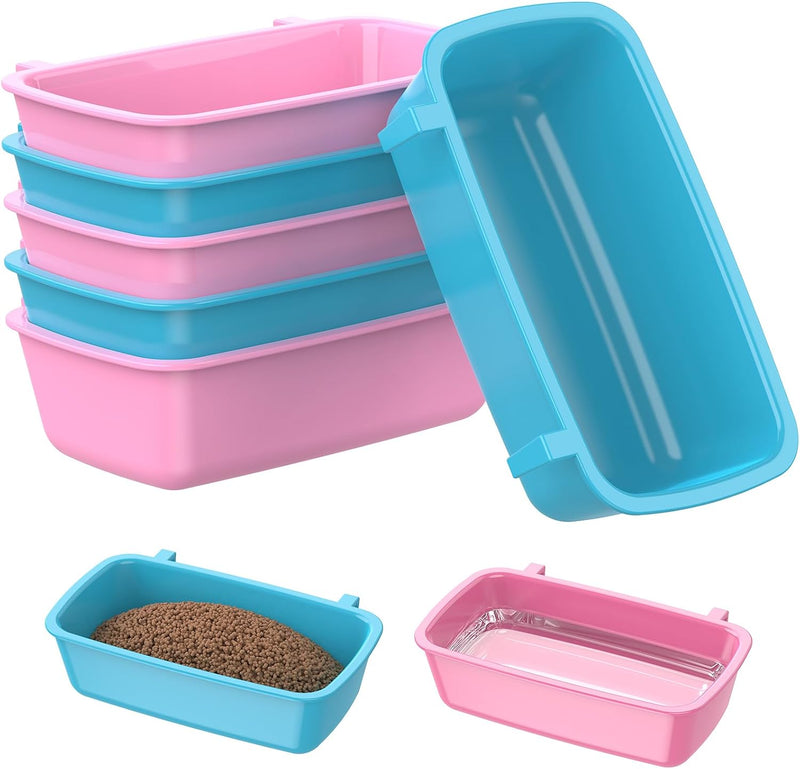 Pawfly Hanging Feeder, Food and Water Container, 6 Pcs Plastic Keepers for Cages Rabbit, Feeding Dishes Coop Cups for Pa
