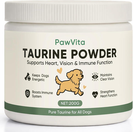 PawVita Pure Taurine Powder, Taurine Supplement for Dogs, Supports Heart & Vision, Boost Immunity, Increase Energy, Prom