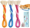 Retro Shaw 3Pcs Cat Chew Ropes with Refillable Natural Catnip, 23.6 Inches Safe Teeth Cleaning Toy for Indoor Kittens Cats, Quiet Interactive Kicker Nip String Toys