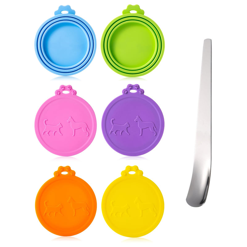 6Pack Pet Food Can Cover Lids with Stainless Steel Spoon for Cat Dog Canned Food Universal 1 Fits 3 Size Cat Can Covers Lids