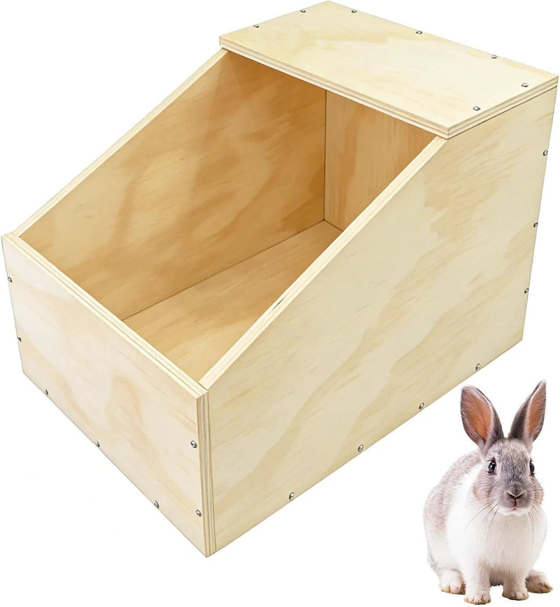 Wooden Rabbit Nesting Box, 16x11x11 inches Solid Wood Small Animal Hideout