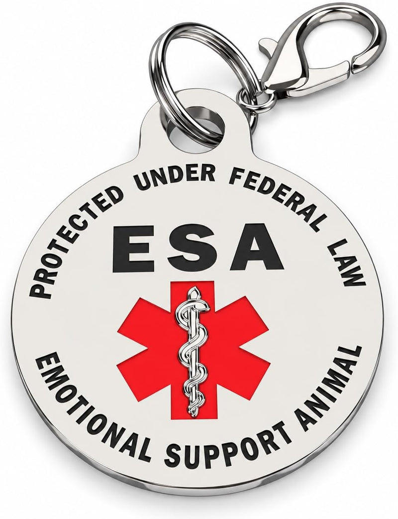 ESA Small Breed Emotional Support Animal Tag, Red, .999 Inch ID Tag