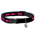DC Comics Breakaway Cat Collar with Bell, Plastic Clip, Easy Adjustable, Batman Signal Black Fuchsia, 8.5 to 12 Inches 0.5 Inch Wide