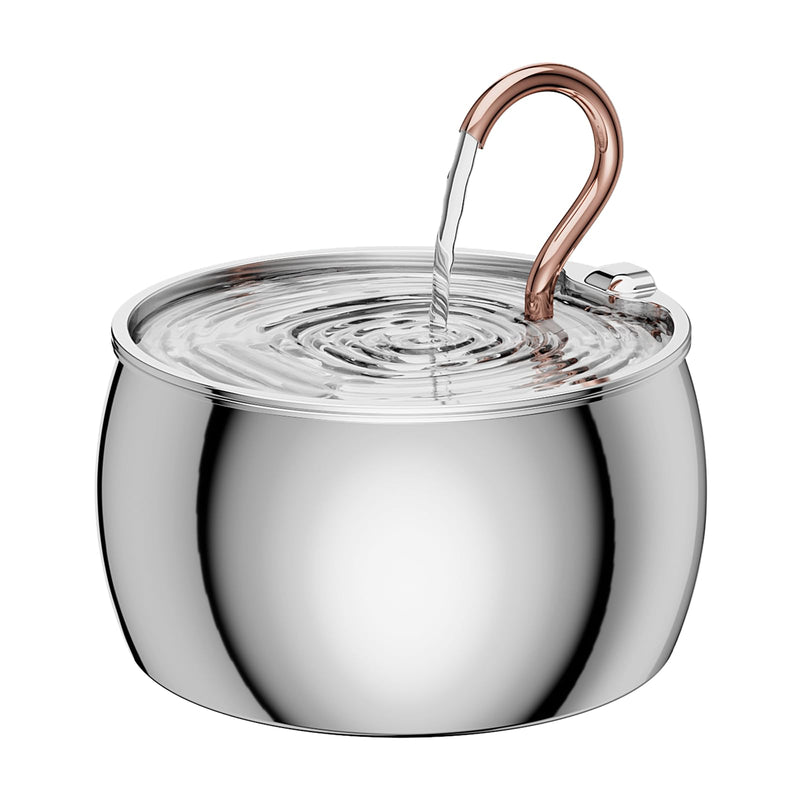 Cat Water Fountain Stainless Steel -2.5L/84oz Gooseneck Kitty Cat Fountain for Drinking Spout - Pet Water Fountain for Cats Inside - Quiet Automatic Cats Water Bowl Dispenser - for Pets& Small Dog