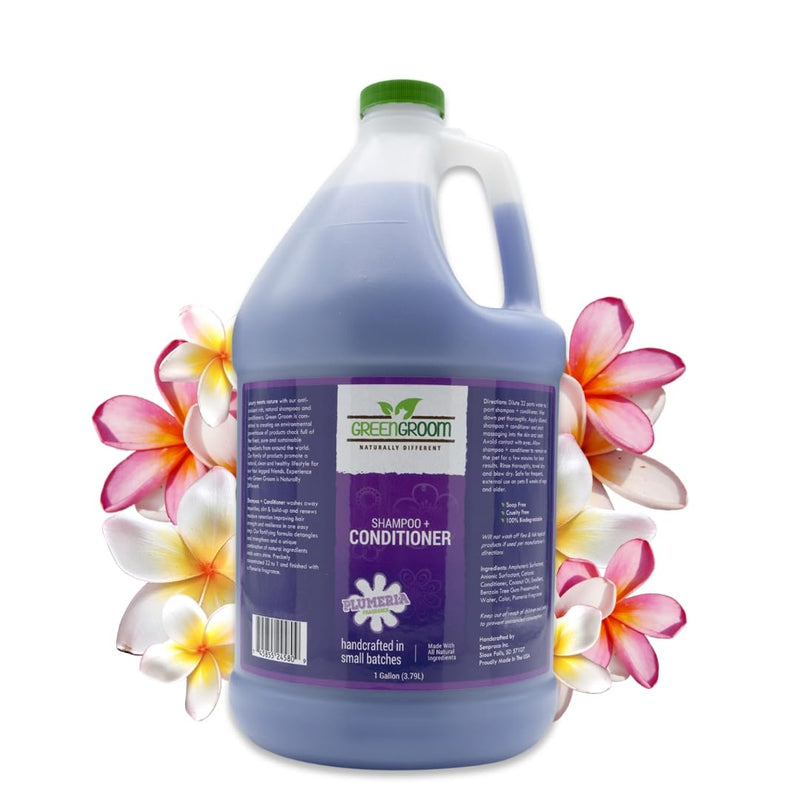 Green Groom Dog Shampoo Plus Conditioner, 1 Gallon | All Natural Ingredients, Detangles and Strengthens, Renews Moisture, 2 in 1, Detangler, Dematting