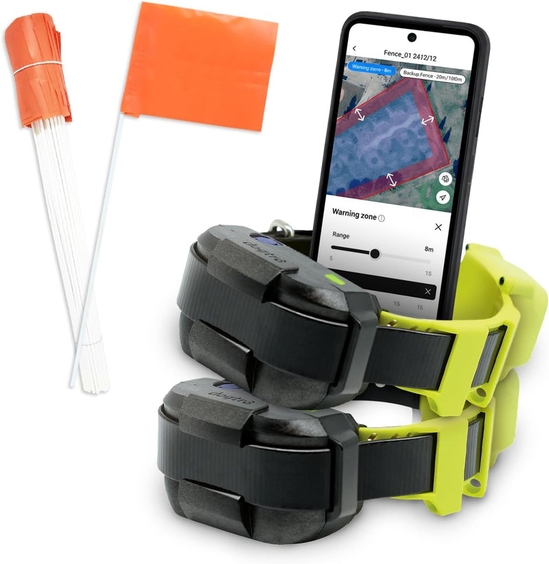 Dogtra GPS Dog Fence X2 & Training Flags Bundle | No Subscription, Wireless Custom Fence with App, Neon Orange Markers, 