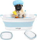 Collapsible Dog Bath Tub, Portable Puppy Bathtub with Drain Plug